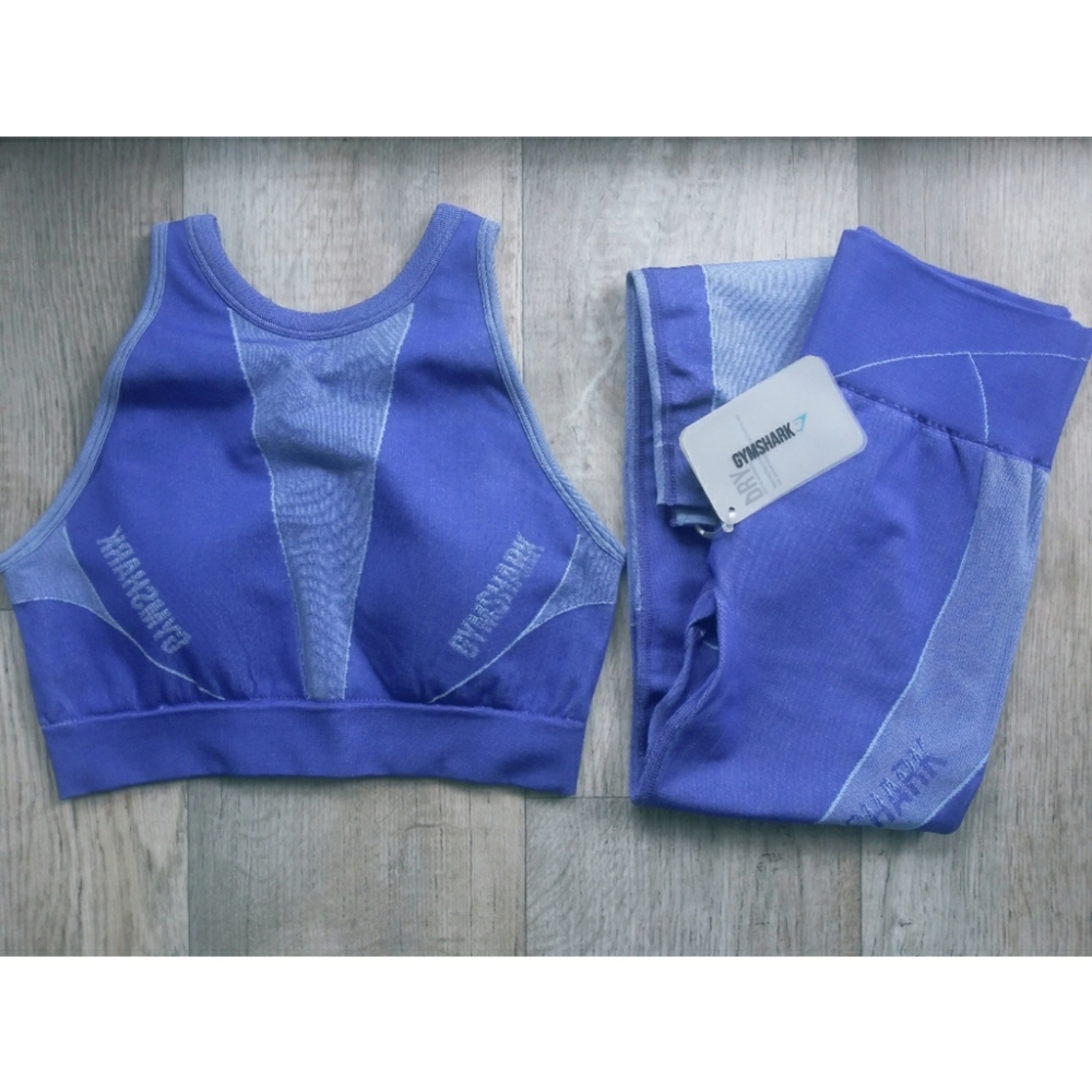 Gymshark Blue Seamless Sports Bra and Leggings Set